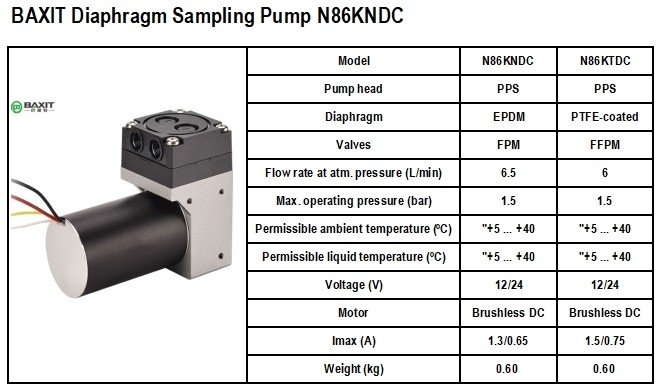 Diaphragm Gas Pump N86KTDC 12/24V Vacuum Sampling Pump N86KNDC