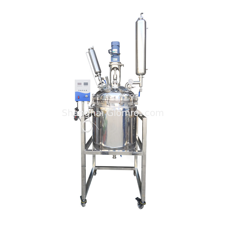 50L Stainless Steel Reactor Laboratory Double-Layer Chemical Reaction Vessel with Digital Display Device and Supporting Frame